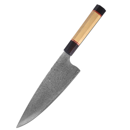 Juego de cuchillos de acero damasco con madera de ébano