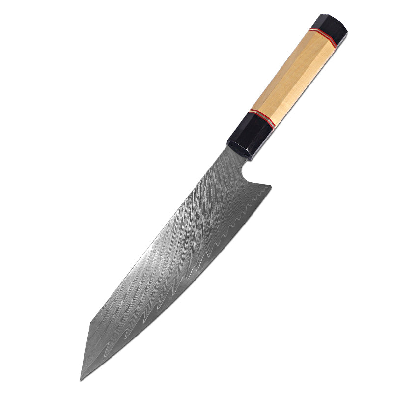 Juego de cuchillos de acero damasco con madera de ébano