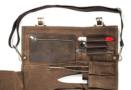 Bolsa enrollable de cuero