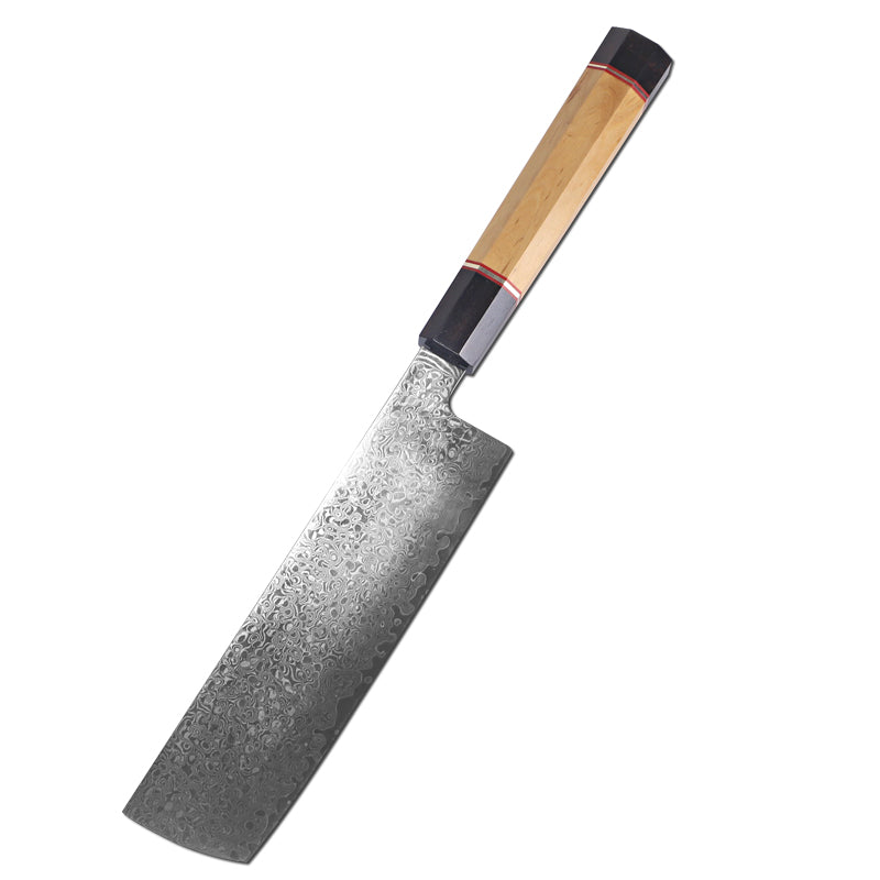 Juego de cuchillos de acero damasco con madera de ébano